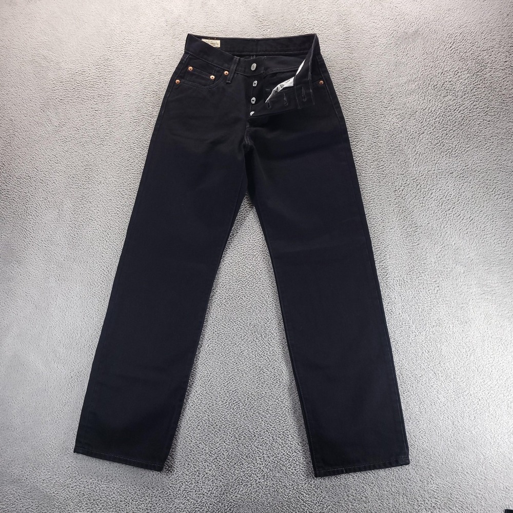 Levis 501 Jeans Womens 24 Black 90s High Rise Relaxed Straight Button Fly Denim